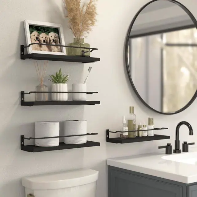 Alt view image 2 of 7 - RICHER HOUSE Floating Shelves Bathroom, Small Wall Shelf Over Toilet 4 Set