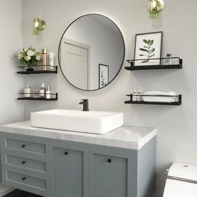 Alt view image 5 of 7 - RICHER HOUSE Floating Shelves Bathroom, Small Wall Shelf Over Toilet 4 Set