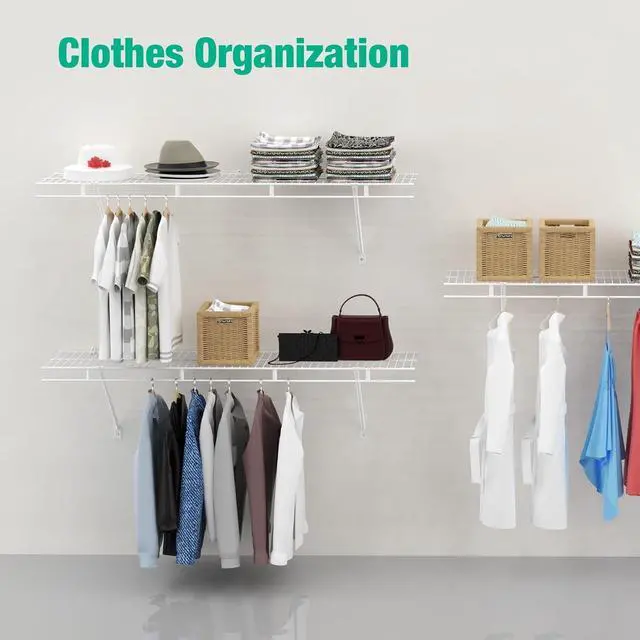Alt view image 5 of 6 - HAUSHOF 2 Pack Closet Shelves Wall Mounted, 4 ft x 12 in Wire Shelf Kit