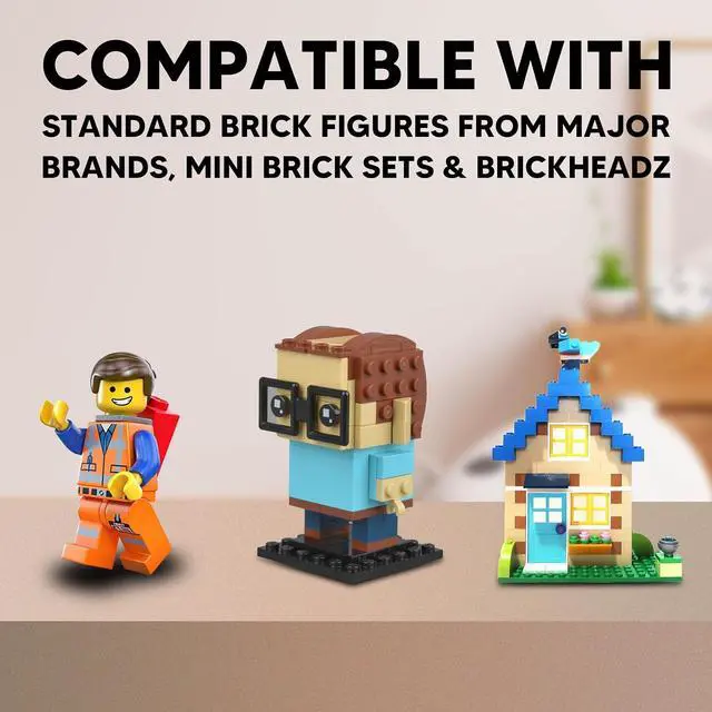 Alt view image 4 of 7 - Tapeera 3-Pack Minifigure Display Shelves Compatible with LEGO, Acrylic Floating Shelf with Baseplate Studs, Building Bricks Wall Mount Organizer for Kids Room (White, Floating Shelves)