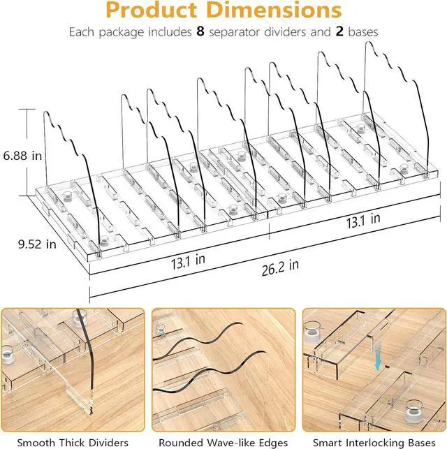 Alt view image 2 of 7 - Ronlap Purse Storage Organizer for Closet Clear Shelf Dividers Rack, 2 Pack
