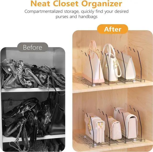 Alt view image 3 of 7 - Ronlap Purse Storage Organizer for Closet Clear Shelf Dividers Rack, 2 Pack