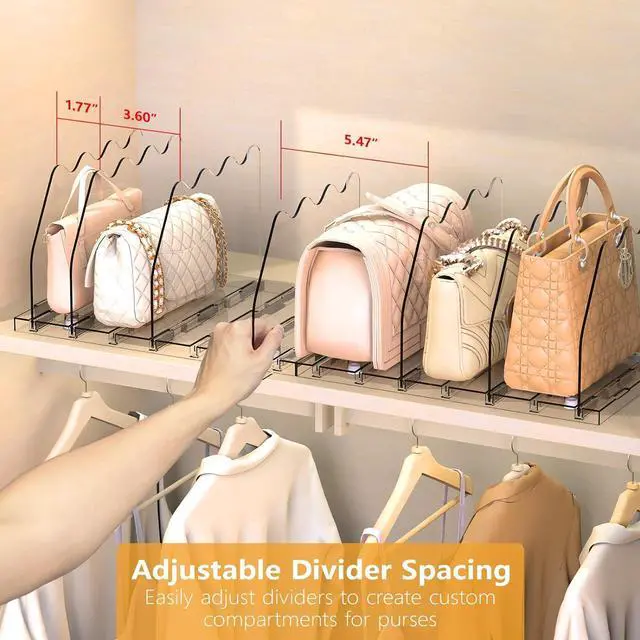 Alt view image 4 of 7 - Ronlap Purse Storage Organizer for Closet Clear Shelf Dividers Rack, 2 Pack