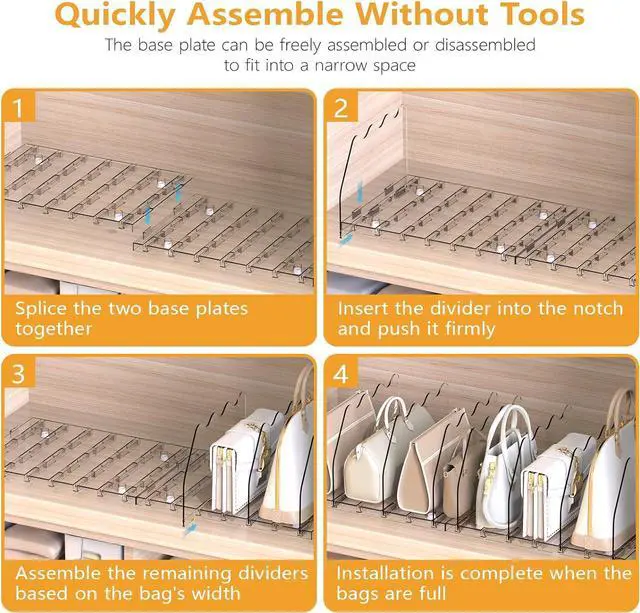 Alt view image 6 of 7 - Ronlap Purse Storage Organizer for Closet Clear Shelf Dividers Rack, 2 Pack