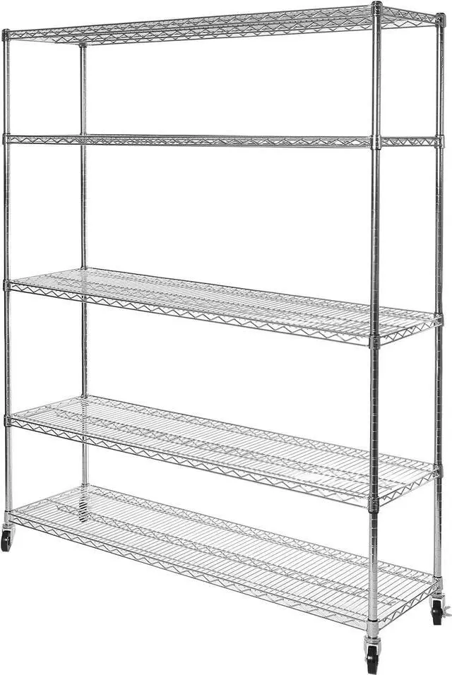Main image of Seville Classics UltraDurable Heavy Duty NSF Solid Steel Wire Rack Storage Unit Organizer for Garage, Warehouse, Office, Restaurant, Classroom, Kitchen, 5-Tier Shelving, 60" W x 18" D