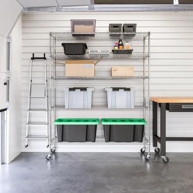 Alt view image 3 of 6 - Seville Classics UltraDurable Heavy Duty NSF Solid Steel Wire Rack Storage Unit Organizer for Garage, Warehouse, Office, Restaurant, Classroom, Kitchen, 5-Tier Shelving, 60" W x 18" D