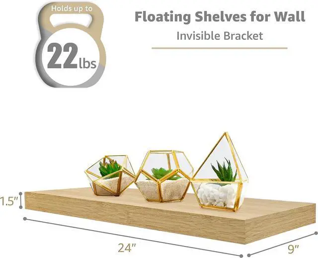 Alt view image 3 of 6 - Sorbus Floating Shelves for Wall, Wood Wall Storage (4 Pack, Maple Wood)