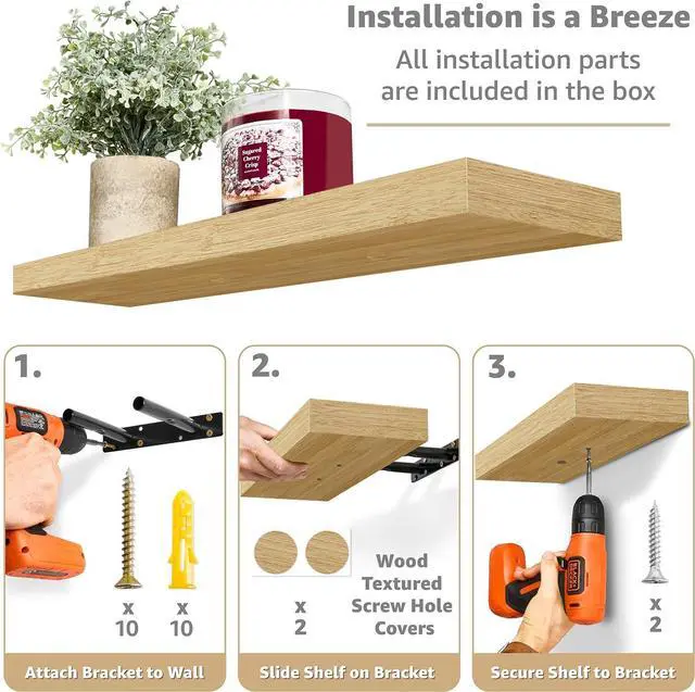 Alt view image 4 of 6 - Sorbus Floating Shelves for Wall, Wood Wall Storage (4 Pack, Maple Wood)