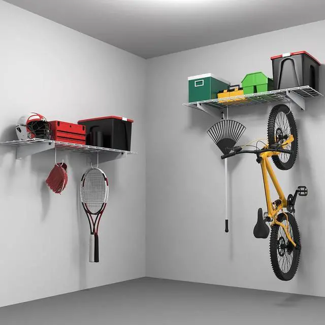 Alt view image 2 of 7 - TORACK 2-Pack Garage Wall Shelves, 15"x45" Wall Mounted Wire Shelves