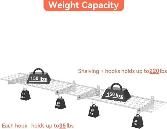 Alt view image 6 of 7 - TORACK 2-Pack Garage Wall Shelves, 15"x45" Wall Mounted Wire Shelves