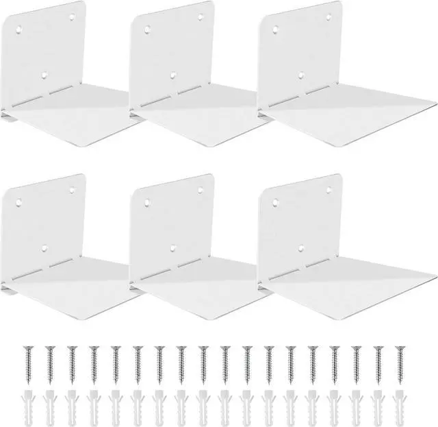 Main image of FENTEC Floating Book Shelves for Wall, 6 Pack White Floating Bookshelves