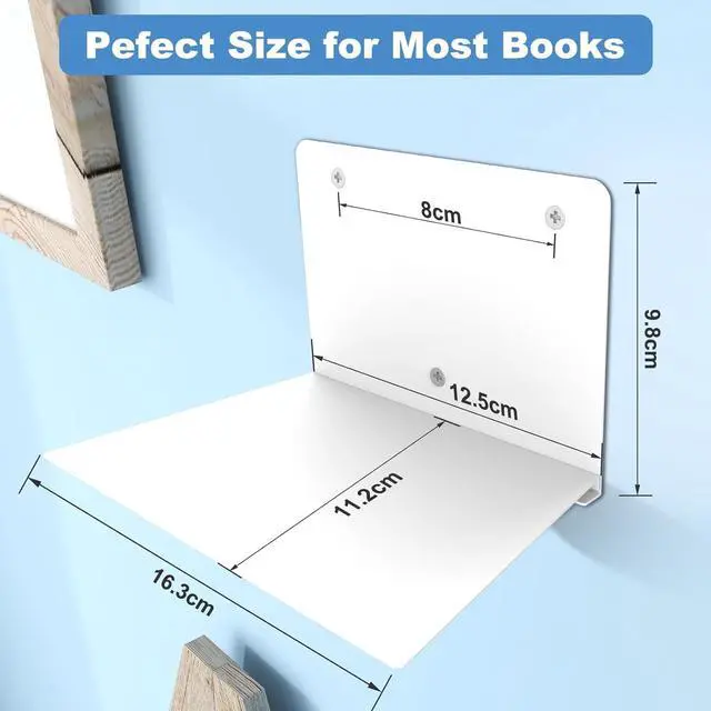 Alt view image 3 of 7 - FENTEC Floating Book Shelves for Wall, 6 Pack White Floating Bookshelves