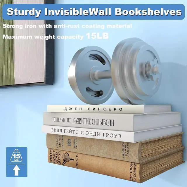 Alt view image 4 of 7 - FENTEC Floating Book Shelves for Wall, 6 Pack White Floating Bookshelves