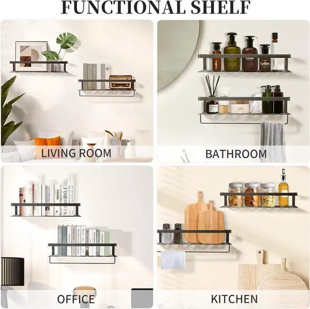 Alt view image 5 of 7 - Uten Floating Shelves Metall Set of 2, Wall Mounted 16 inch