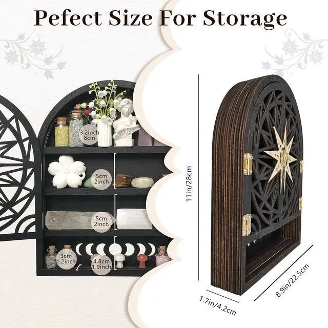 Alt view image 3 of 7 - Crystal Shelf for Wall, Gothic Display Cabinet, Goth Witchy Wall Decor