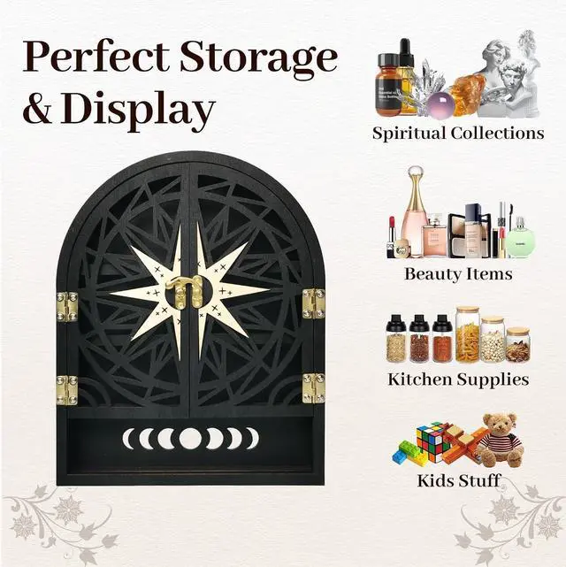 Alt view image 5 of 7 - Crystal Shelf for Wall, Gothic Display Cabinet, Goth Witchy Wall Decor
