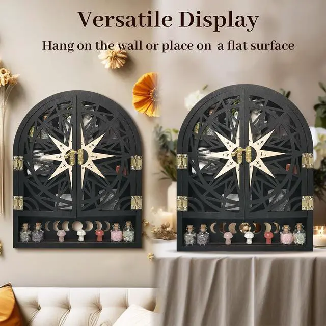 Alt view image 6 of 7 - Crystal Shelf for Wall, Gothic Display Cabinet, Goth Witchy Wall Decor
