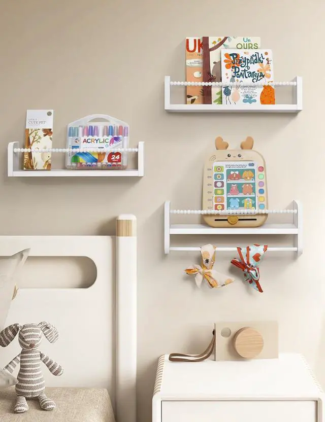 Alt view image 2 of 7 - Maxpeuvon Nursery Book Shelves for Wall, White Floating Shelves Set of 3