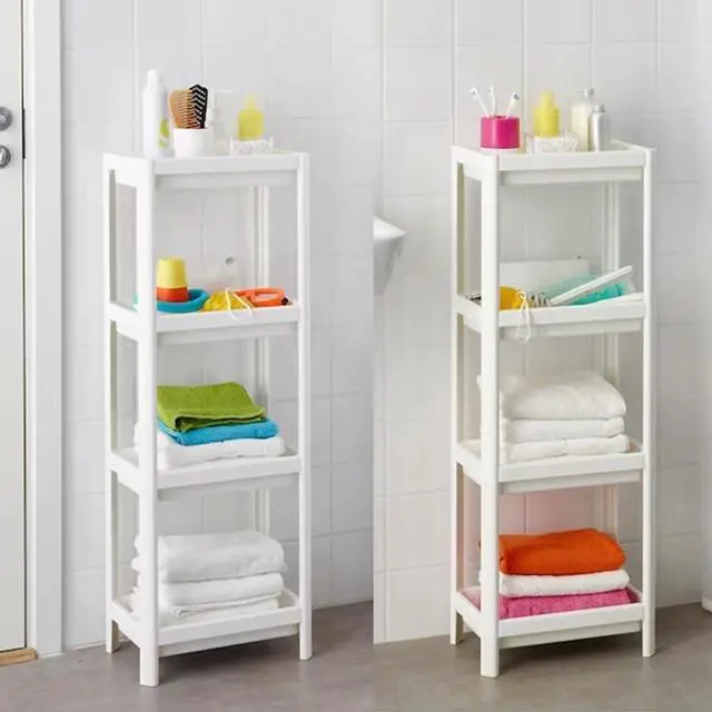 Alt view image 2 of 6 - HIEEY 4 Tier Bathroom Shelf,Bathroom Rack, Shelves Organizer, for Laundry Pantry Kitchen Narrow Places