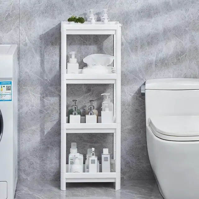 Alt view image 6 of 6 - HIEEY 4 Tier Bathroom Shelf,Bathroom Rack, Shelves Organizer, for Laundry Pantry Kitchen Narrow Places
