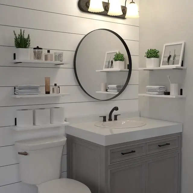 Alt view image 2 of 7 - DOLLFIO Floating Wall Shelves, Decor & Storage, White, 16.5'', 5Pcs
