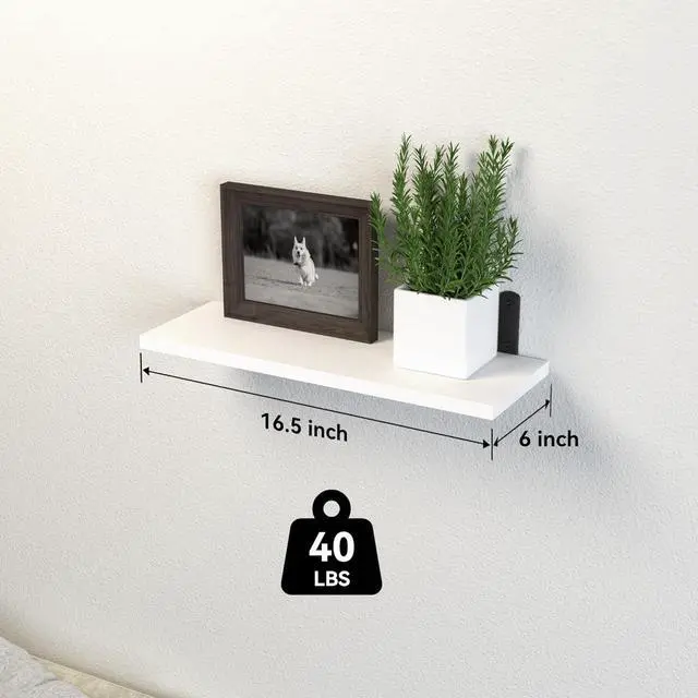 Alt view image 3 of 7 - DOLLFIO Floating Wall Shelves, Decor & Storage, White, 16.5'', 5Pcs