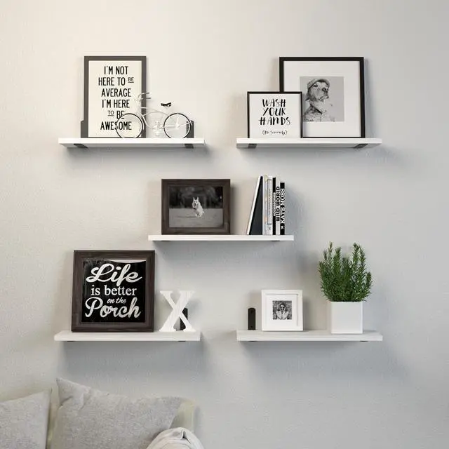 Alt view image 6 of 7 - DOLLFIO Floating Wall Shelves, Decor & Storage, White, 16.5'', 5Pcs