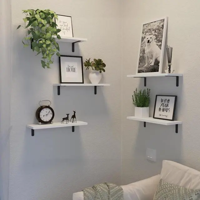 Alt view image 7 of 7 - DOLLFIO Floating Wall Shelves, Decor & Storage, White, 16.5'', 5Pcs