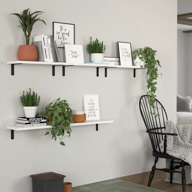 Alt view image 4 of 7 - DOLLFIO Floating Wall Shelves, Decor & Storage, White, 16.5'', 5Pcs