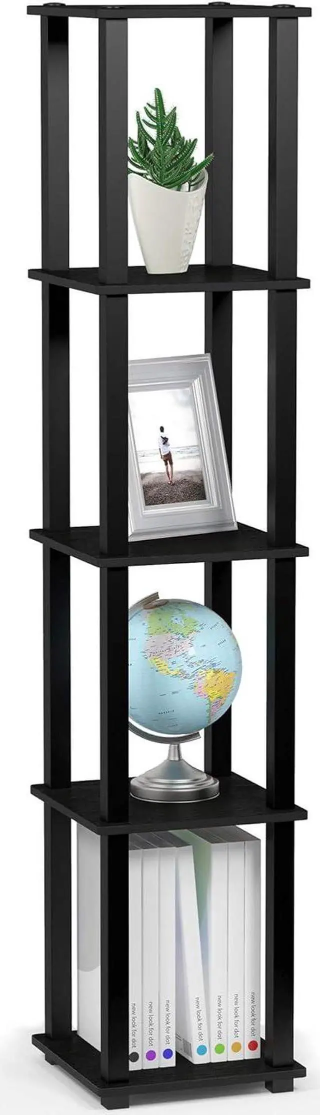 Main image of FURINNO Turn-S-Tube 5-Tier Corner Square Rack Display Shelf, Americano/Black