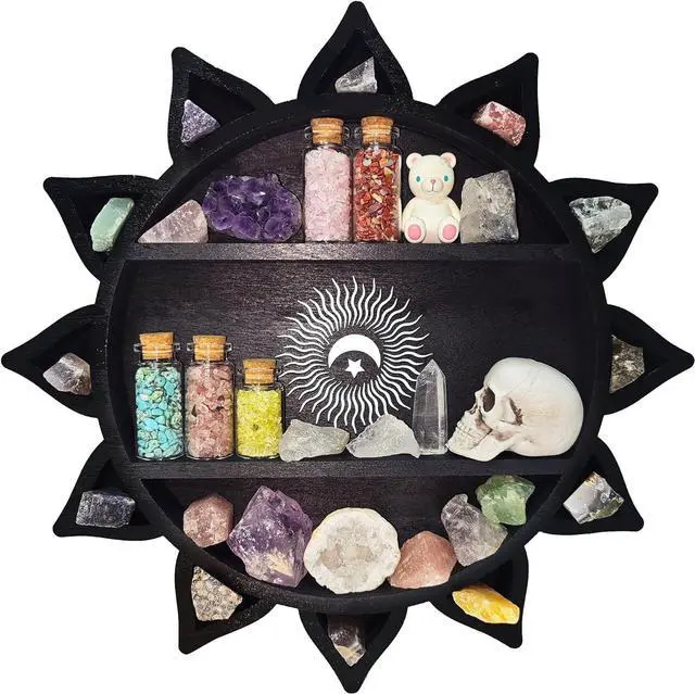 Main image of Crystal Display Shelf for Wall, Trinket Shelf, Boho Chakra Wall Decor