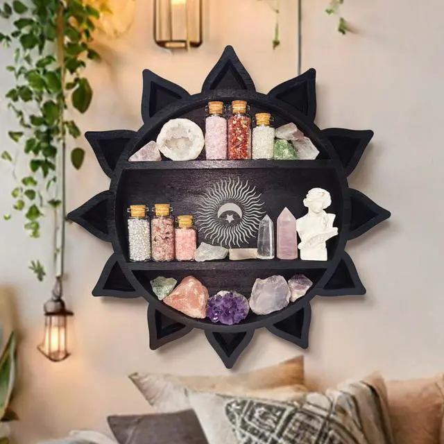 Alt view image 4 of 7 - Crystal Display Shelf for Wall, Trinket Shelf, Boho Chakra Wall Decor