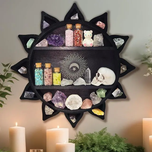 Alt view image 6 of 7 - Crystal Display Shelf for Wall, Trinket Shelf, Boho Chakra Wall Decor