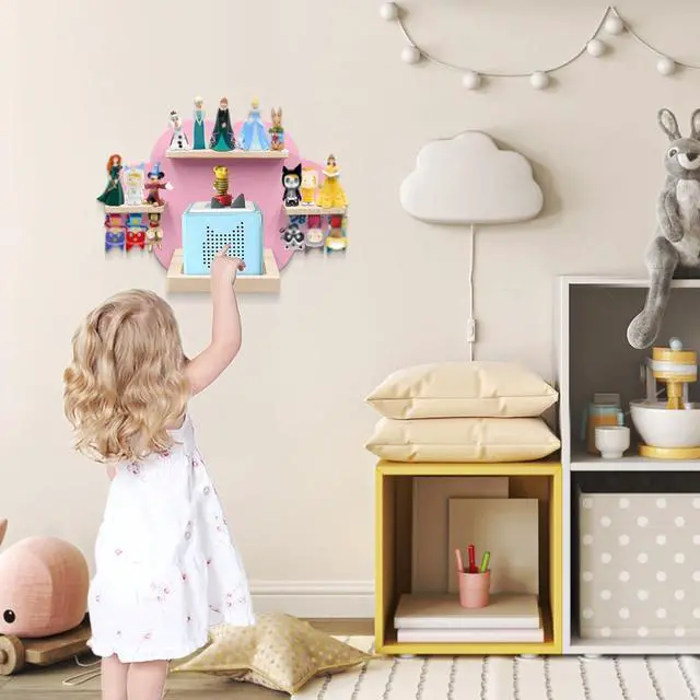 Alt view image 2 of 7 - Taladad for TonieBox and Tonie Shelf Cloud,Tonies Storage for 12-20 Tonie Figures Characters Magnetic Wall Shelf for Tonies Toniebox, Charging Station (Pink)
