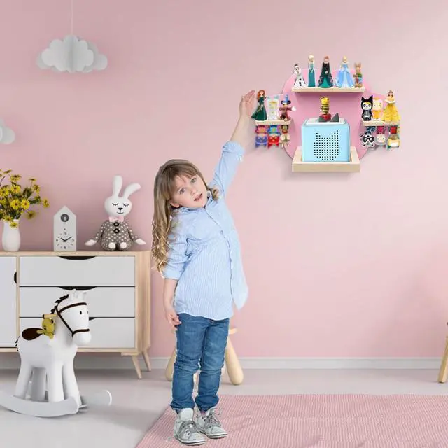 Alt view image 5 of 7 - Taladad for TonieBox and Tonie Shelf Cloud,Tonies Storage for 12-20 Tonie Figures Characters Magnetic Wall Shelf for Tonies Toniebox, Charging Station (Pink)
