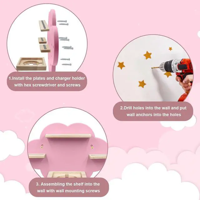 Alt view image 7 of 7 - Taladad for TonieBox and Tonie Shelf Cloud,Tonies Storage for 12-20 Tonie Figures Characters Magnetic Wall Shelf for Tonies Toniebox, Charging Station (Pink)
