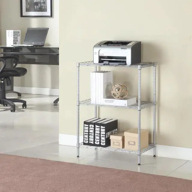 Alt view image 4 of 7 - PayLessHere | 3-Tier Wire Shelf | 23"x13"x30" | Chrome | Adjustable Racks | Heavy-Duty Storage Shelves, Holds Upto 450 lbs | Rust-Resistant, No-Tool Assembly | for Home, Garage Shelving