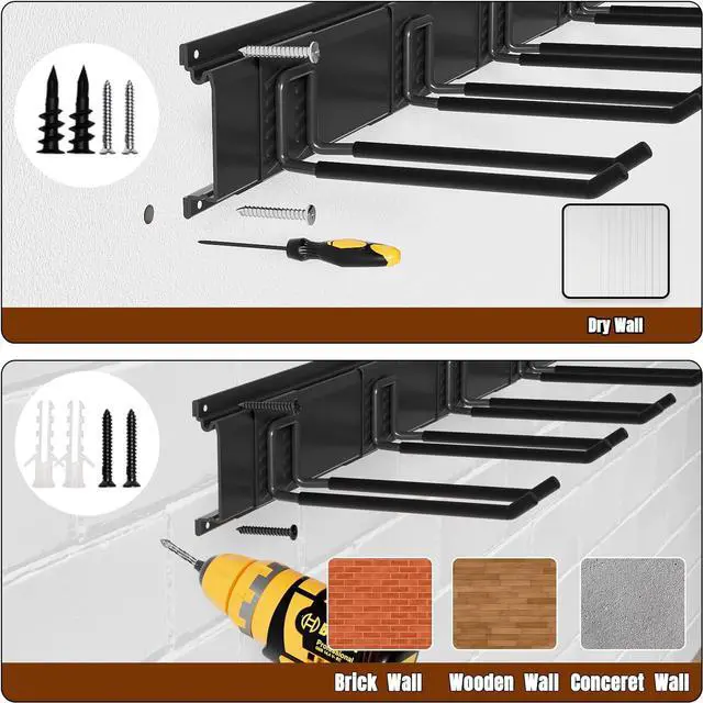Alt view image 5 of 5 - Garage Garden Tool Organizer Wall Mount, Heavy Duty Garage Tool Storage Rack 64 Inches, Max Load 440lb - Shovel, Rake, Folding Chair, Weed Eater Storage