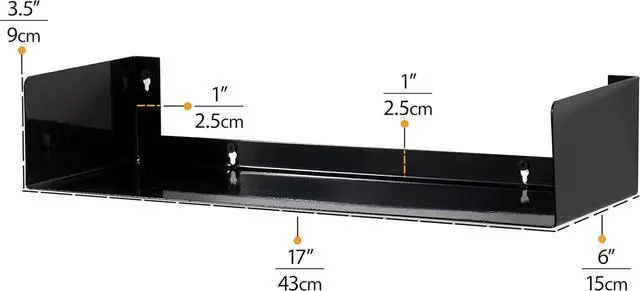 Alt view image 3 of 6 - Wallniture Bali Floating Wall Mount Metal U Shape Shelf Book CD DVD Storage Display Bookcase Black Set of 2