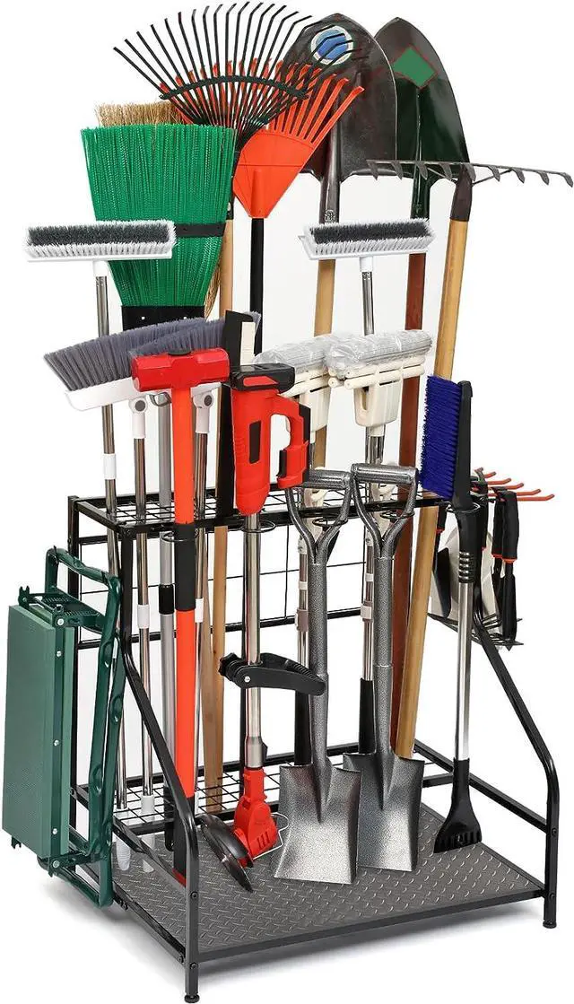 Main image of Garden Tool Organizer for Garage, Garden Tool Rack, Up to 58 Long Handled Tools, Yard Tool Holder for Garage, Shed, Outdoor, Tool Stand, Black (Garden Tool Rack)
