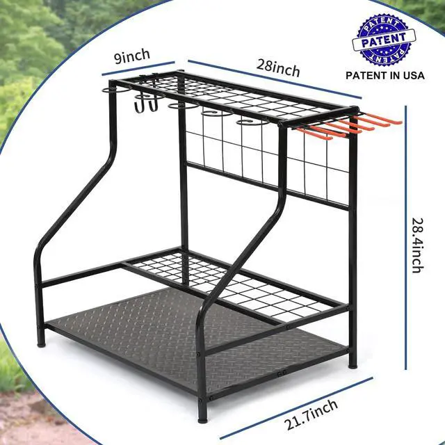 Alt view image 7 of 7 - Garden Tool Organizer for Garage, Garden Tool Rack, Up to 58 Long Handled Tools, Yard Tool Holder for Garage, Shed, Outdoor, Tool Stand, Black (Garden Tool Rack)