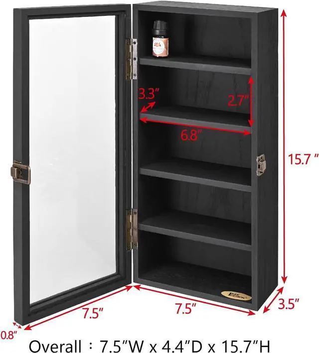 Alt view image 2 of 7 - Ikee Design Wood 5 Shelf Wall-Mounted Case Display,Tempered Glass Door