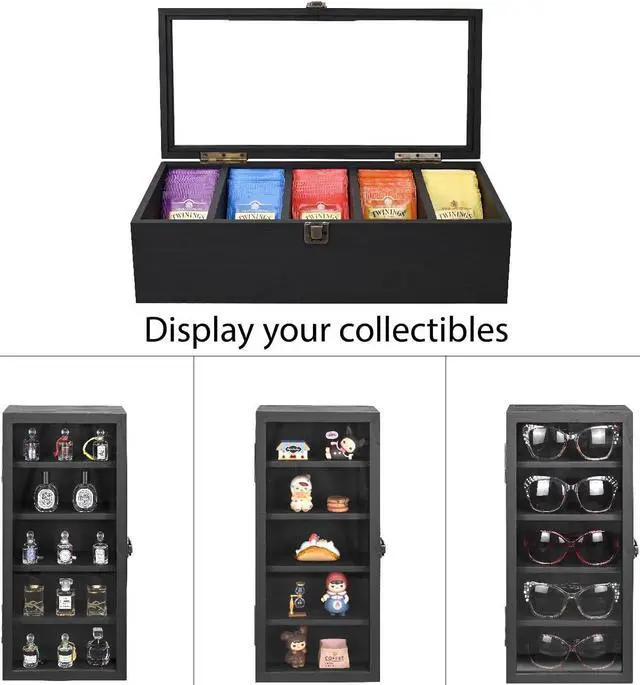 Alt view image 4 of 7 - Ikee Design Wood 5 Shelf Wall-Mounted Case Display,Tempered Glass Door