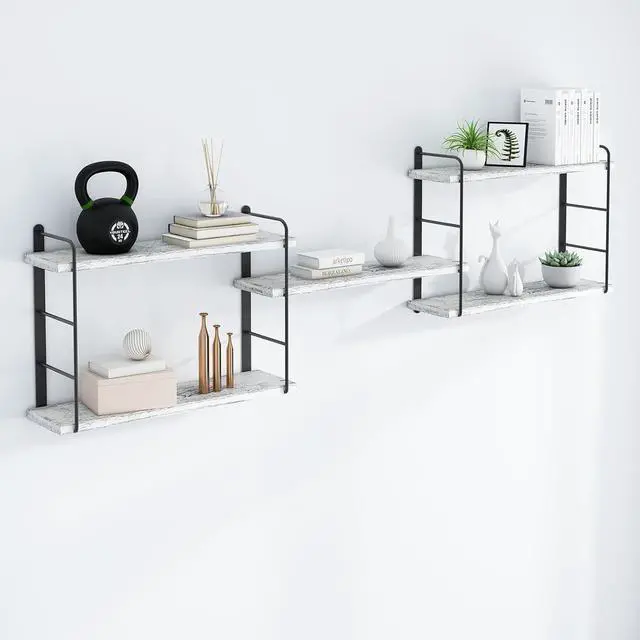 Main image of Shelves on Wall, Floating Bookshelves, Shelves for Room Wall (Washed White)