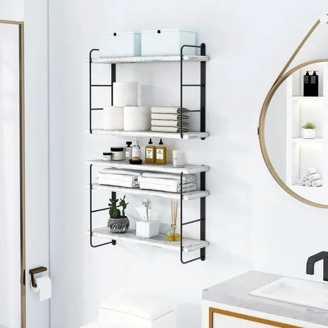 Alt view image 7 of 7 - Shelves on Wall, Floating Bookshelves, Shelves for Room Wall (Washed White)