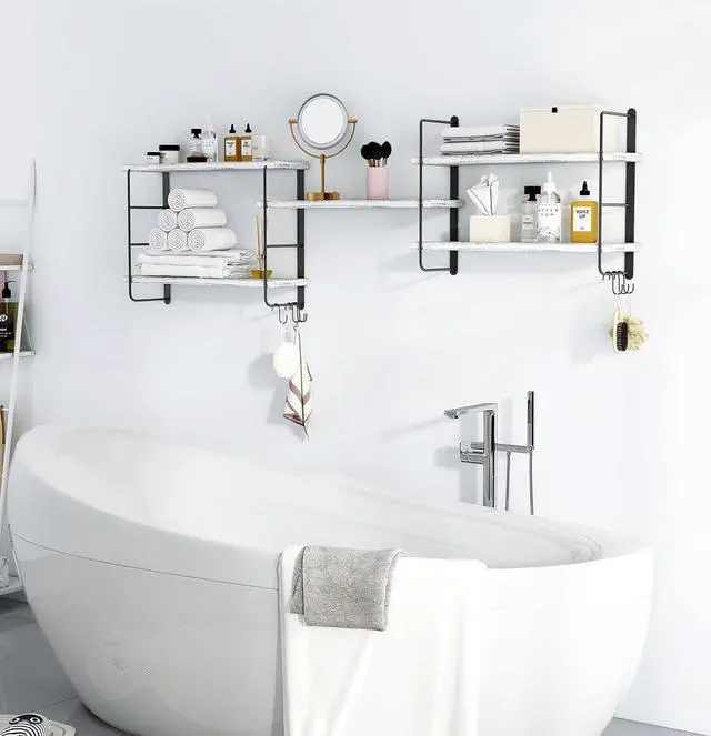 Alt view image 6 of 7 - Shelves on Wall, Floating Bookshelves, Shelves for Room Wall (Washed White)