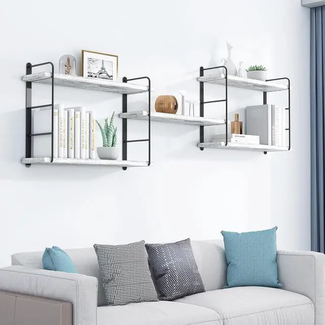 Alt view image 2 of 7 - Shelves on Wall, Floating Bookshelves, Shelves for Room Wall (Washed White)