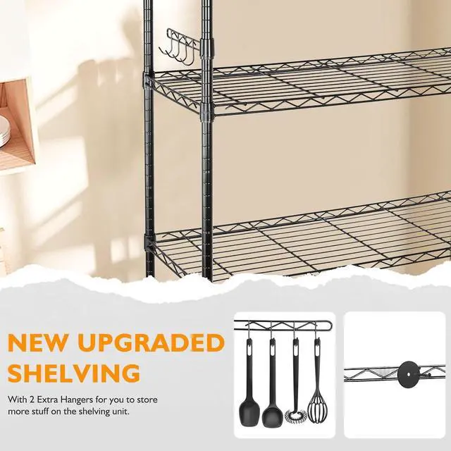 Alt view image 6 of 7 - BolDuck 6 Tier Storage Shelves with Wheels, 2100lbs Capacity Heavy Duty Shelving Units, 14x36x75inch Adjustable Metal Shelf Wire Shelving Rack for Garage, Kitchen, Office, Black