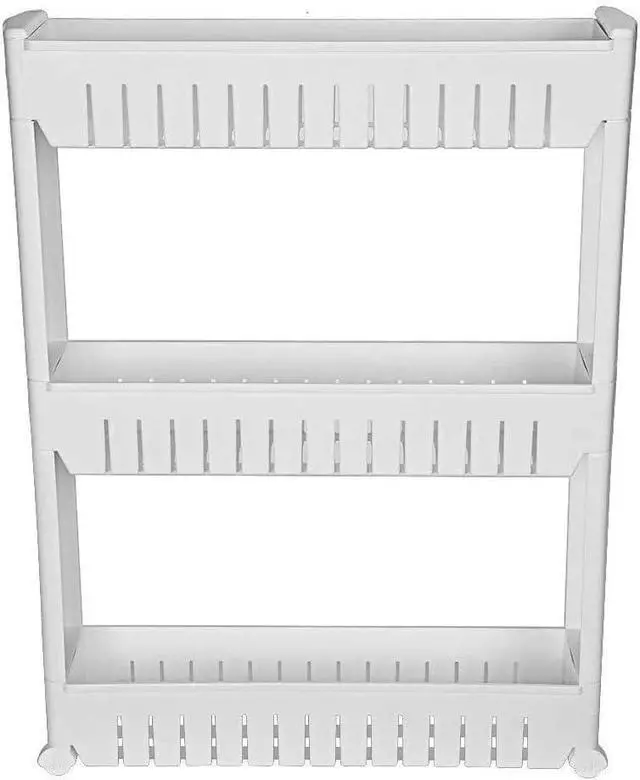 Alt view image 3 of 7 - Modern Home Narrow Sliding Storage Organizer Rack - Laundry/Bathroom/Kitchen Portable Storage Shelves