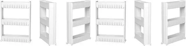 Alt view image 6 of 7 - Modern Home Narrow Sliding Storage Organizer Rack - Laundry/Bathroom/Kitchen Portable Storage Shelves